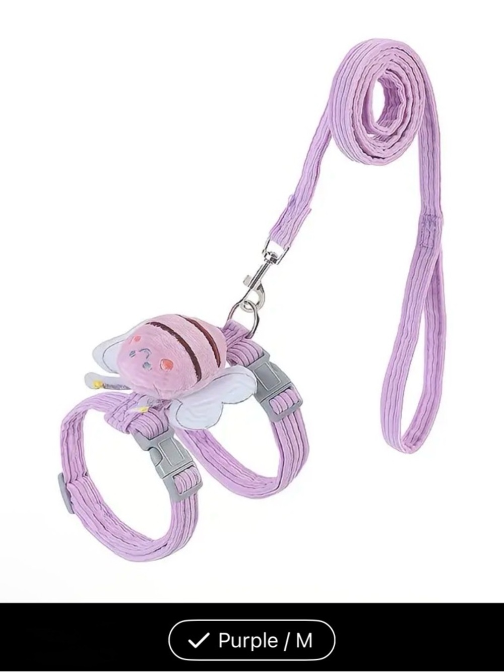 Purple Bee Plush Cat Harness and Leash Set